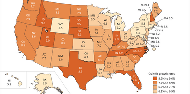 Personal Income: Percent Change, 2020-2021 map