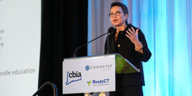 Van Ton-Quinlivan, CEO, Futuro Health, speaking at the Connecticut Workforce Summit