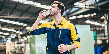 Employee drinking water