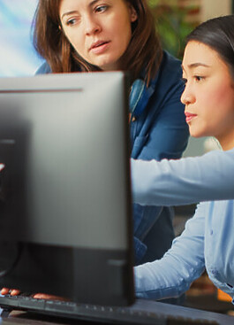 Employees working at computer