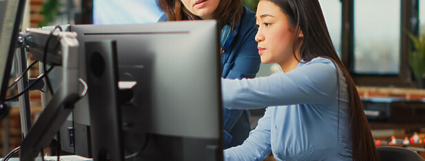 Employees working at computer
