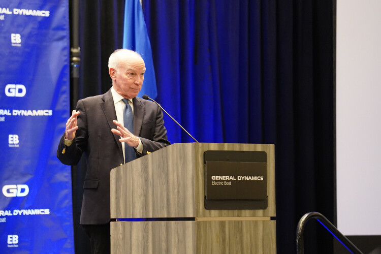 Congressman Joe Courtney speaks at General Dynamics Electric Boat's legislative briefing in March.