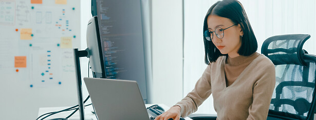 Employee working on computer