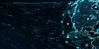 Internet network around the globe makeup graphic