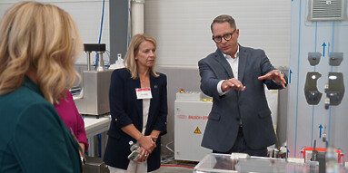Sen. Christine Cohen tours Bausch + Ströbel