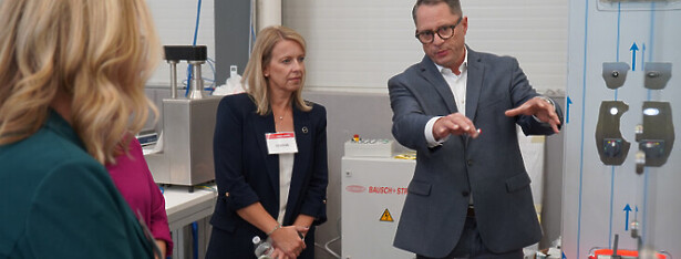 Sen. Christine Cohen tours Bausch + Ströbel