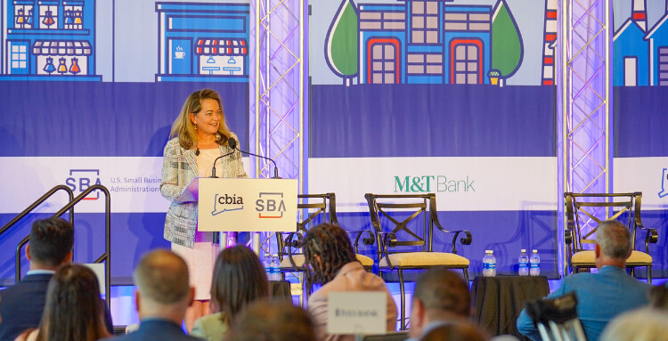 Catherine Marx speaking at the 2026 SBA Awards & Resource Expo